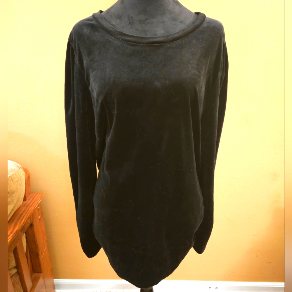Forever 21 Black Velvety Long Sleeve Blouse